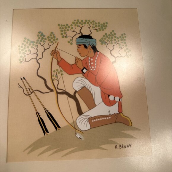 Harrison Begay Navajo Silk Screen Native American TEWA Boy Bow Arrow Vintage - Picture 5 of 15